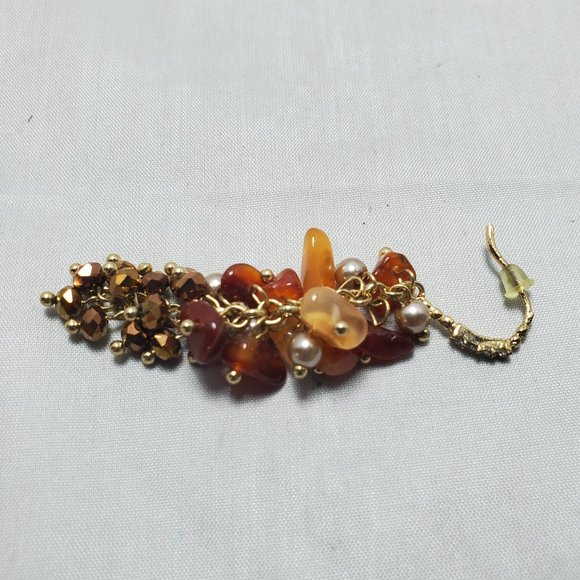 Ali Khan crystal glass bead cluster cascade drop earring  Topaz sapphire pearl - Picture 5 of 5